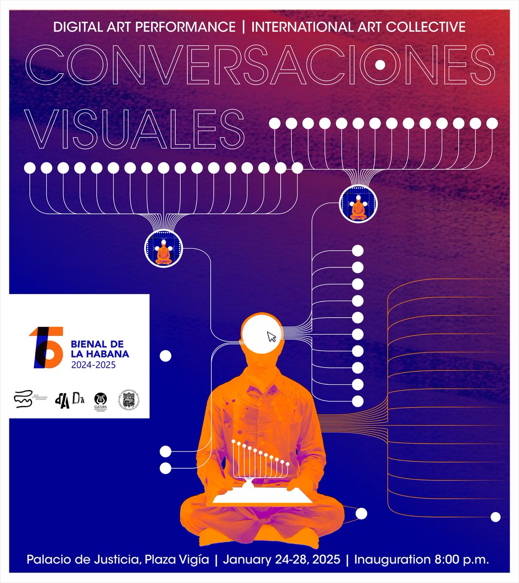 DamianCastilloF's tweet photo. VISUAL CONVERSATIONS at the 15th Havana Biennale
🗓
Friday, January 24, 2025
8:00 PM EST
Plaza Vigía, Matanzas, Cuba
🎨 
An experience of Collaborative Digital Art and Electronic Music inspired by @powerdada
Works by over 15 international artists livestreamed onto giant screens. https://t.co/bYRh7kUxBr