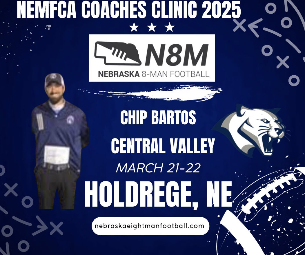 NEMFCA (@ne8manfb) on Twitter photo Another State Champ on the docket! <a href="/CougarsCoachB/">chip bartos</a> had a dominant year winning the D-2 State Championship. His innovative offense and tough defense were on display all season. Can’t wait to hear Coach Bartos speak. #N8M Another State Champ on the docket! <a href="/CougarsCoachB/">chip bartos</a> had a dominant year winning the D-2 State Championship. His innovative offense and tough defense were on display all season. Can’t wait to hear Coach Bartos speak. #N8M