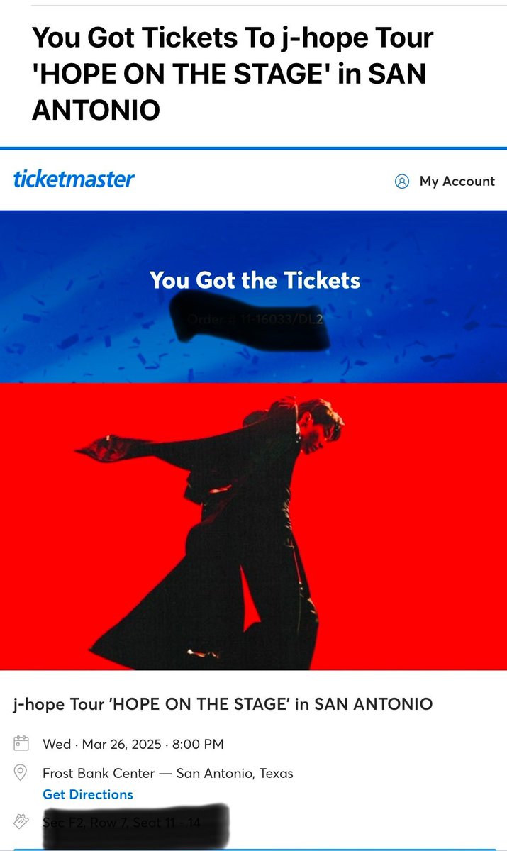 Texan_Native's tweet photo. First time I was not screwed over by TM process. I got in immediately for both days and secured tickets for me and my #ATXARMY peeps! The Bangtan Gods blessed me with good luck. I will be shouting for #Hobi and representing #TexasARMY! @BTS_twt #BTS #BTSARMY #jhopeworldtour https://t.co/EkBz4ogAEi