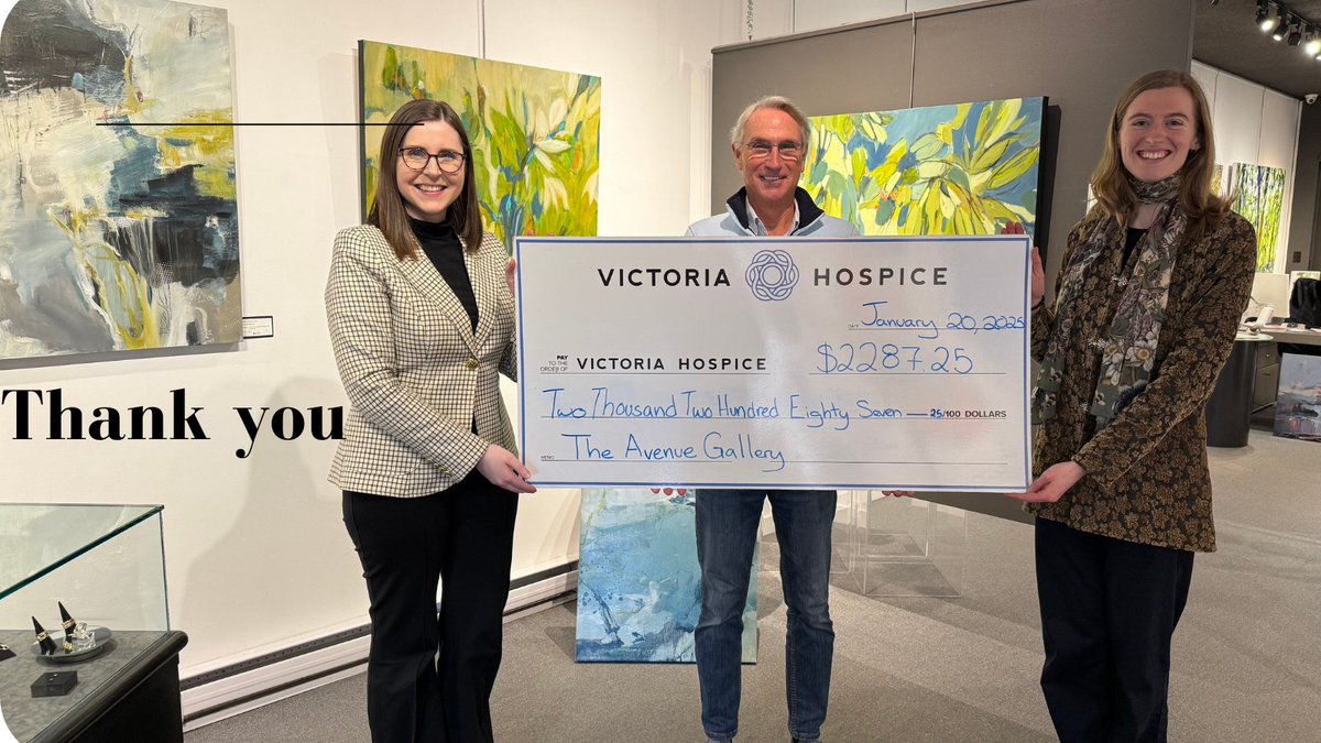 Huge thanks to The Avenue Gallery &amp; participating jewelers who raised $2287.25 for end-of-life care with the “All that Glitters” campaign in December. The gallery has raised more than $24,000 for Victoria Hospice since 2015, and we’re so grateful for their ongoing support!