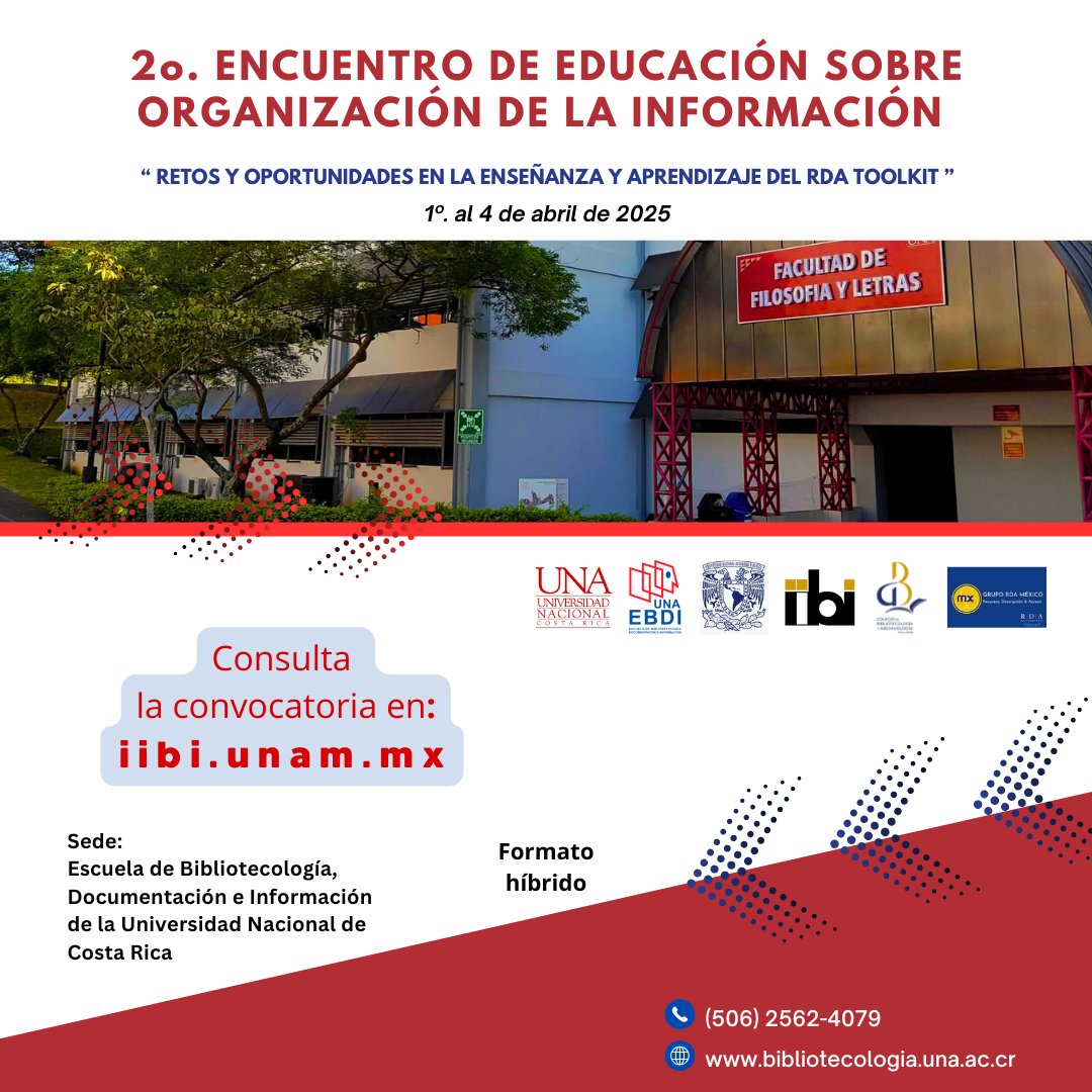 IIBI_UNAM_MX's tweet photo. 📚 ¿Qué es #RDAToolkit? Es el estándar clave para describir y organizar recursos en bibliotecas y archivos.
A partir de mayo de 2026, solo estará vigente el RDA Toolkit Oficial basado en el modelo LRM. 🌎
Prepárate en el 2o Encuentro Latinoamericano: https://t.co/780alydffQ https://t.co/tYVZ1cYXCu