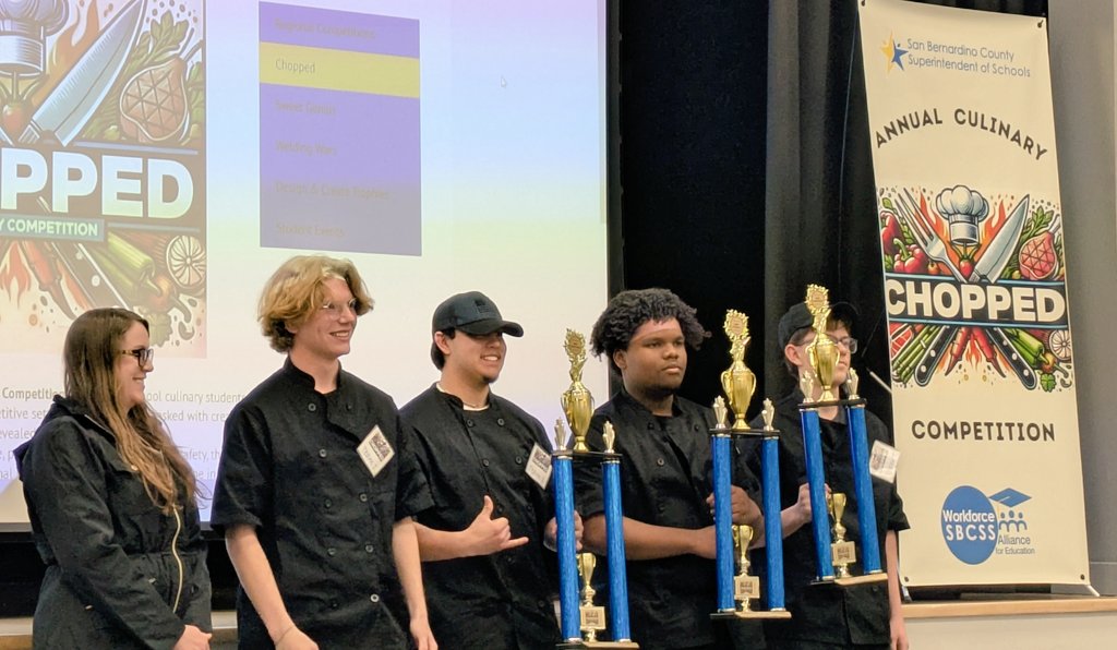 And the winner of the East Valley Chopped Competition is ....... Twenty-Nine Palms (Team 1) from <a href="/MorongoUnified/">Morongo Unified School District</a> CONGRATULATIONS!!!!!
<a href="/RialtoUSD/">Rialto Unified School District</a> <a href="/SBCountySchools/">San Bernardino County Superintendent of Schools</a> <a href="/AsstSuptIE/">Stephanie Houston, Ed.D</a> <a href="/CaliforniaCTE/">California CTE</a> <a href="/actecareertech/">ACTE</a>