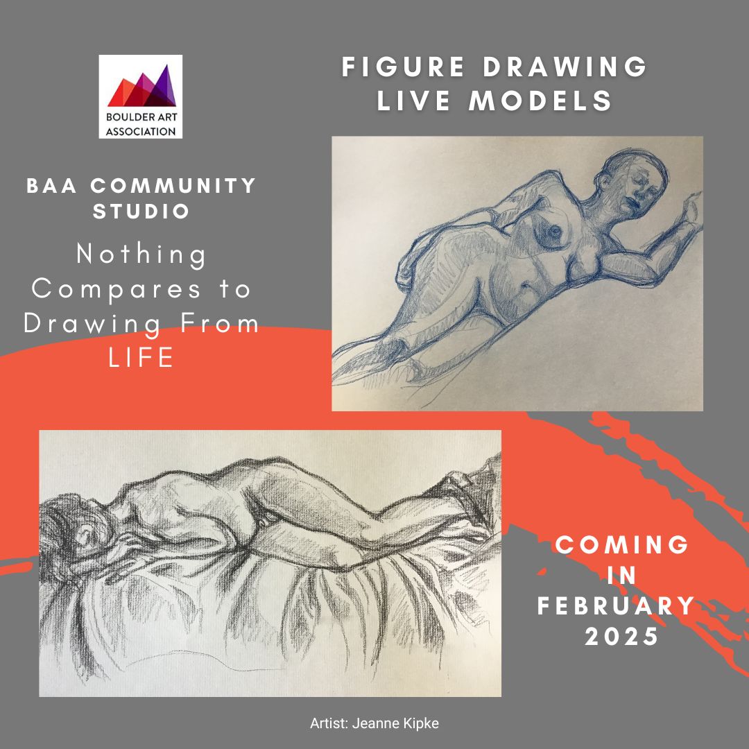 BoulderArtAssoc's tweet photo. Coming soon! Live figure drawing sessions at the BAA Community Studio.
 I (Jeanne) love drawing, painting, sketching from life.
 Sign up for the BAA newsletter or follow us on Instagram or Meetup for updates.
Pricing, dates &amp; times to be announced soon! https://t.co/o5RK9yLazn