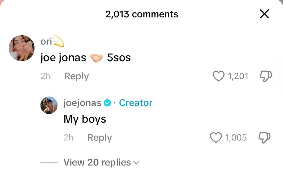 5SOSDigest's tweet photo. Joe Jonas referring to 5SOS as his boys in his latest TikTok! https://t.co/JpmIbExbwd