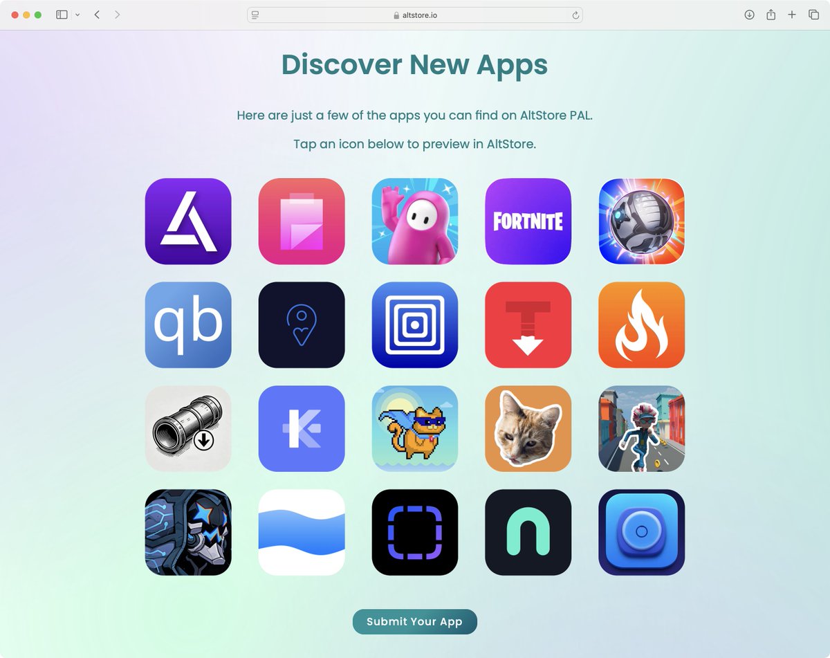 Happy 2025 y’all 🎉

AltStore PAL’s catalog has grown quite a bit since launching last year, so to make discovering new apps easier we’ve updated our site to showcase some of the apps available on PAL

Check out what’s new on altstore.io