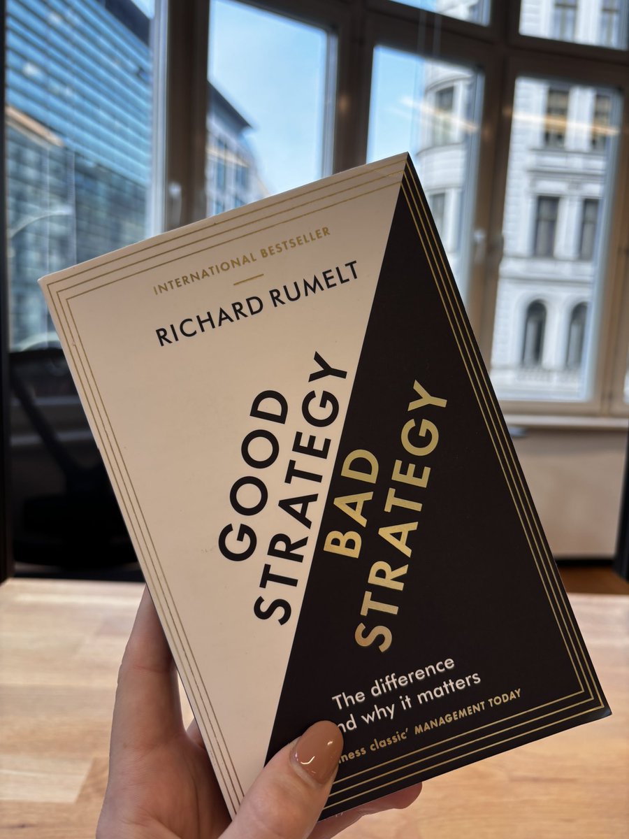 1/4th through Good Strategy Bad Strategy by Richard Rumelt. 

So far exactly my thesis on strategy - 

bad strategy hides in fluffy visionary statements, good strategy is working backwards from identified challenges.