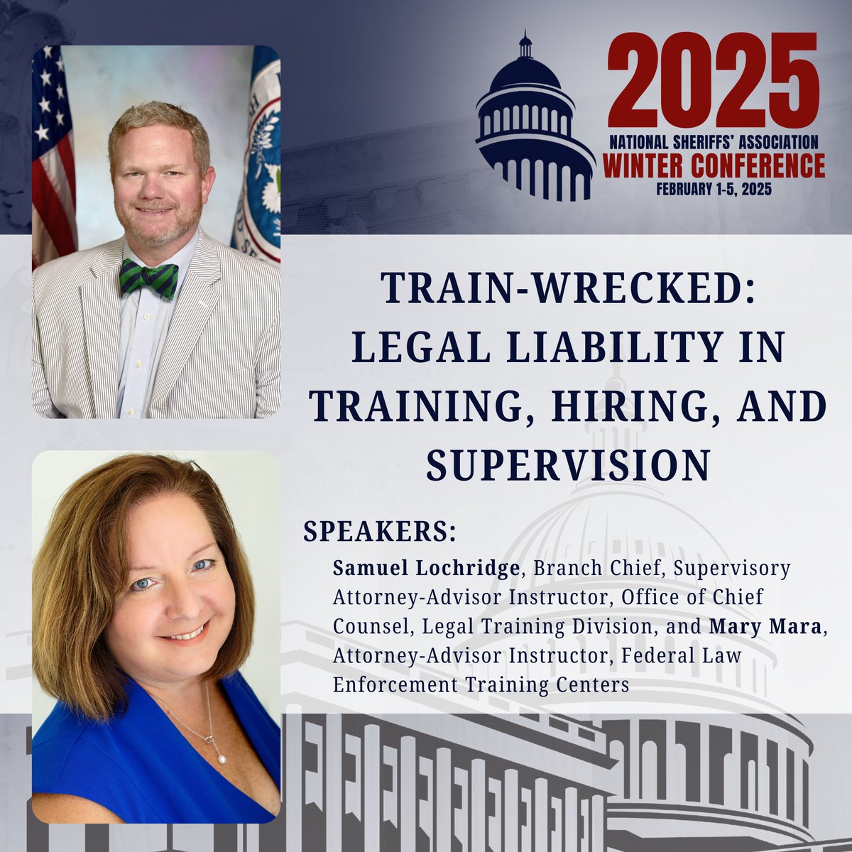NationalSheriff's tweet image. Day 6 of the #Sheriffs2025 Speaker Spotlight!

The 2025 NSA Winter Conference is just weeks away! Have you secured your spot yet? Don’t miss the chance to hear from our outstanding seminar speakers and gain insights from industry experts. These sessions are designed to help you…