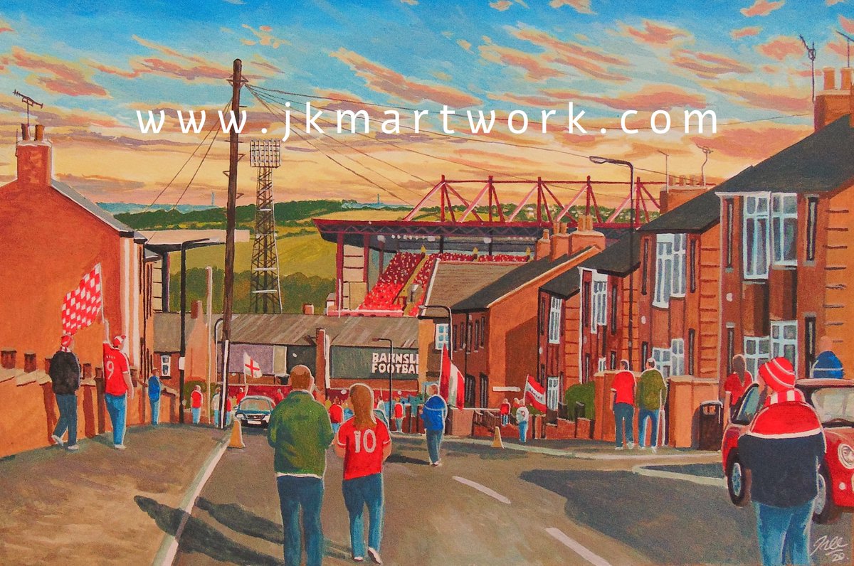 hi <a href="/Matt_Bailey1575/">Matt Bailey</a> <a href="/dazzibarnard/">Darren Barnard</a> painting ive done of #tykes #barnsleyfc #oakwell going the match ,prints available just £15 a3 size @ jkmartwork.com RT's appreciated