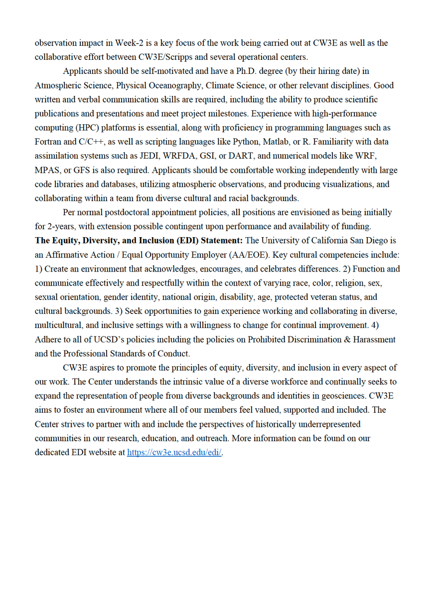 CW3E Scripps (@cw3e_scripps) on Twitter photo The Center for Western Weather and Water Extremes at Scripps Institution of Oceanography, University of California San Diego, is seeking an atmospheric data assimilation postdoc. Please reach out to Dr. Minghua Zheng via email (mzheng@ucsd.edu) if you have any questions. The Center for Western Weather and Water Extremes at Scripps Institution of Oceanography, University of California San Diego, is seeking an atmospheric data assimilation postdoc. Please reach out to Dr. Minghua Zheng via email (mzheng@ucsd.edu) if you have any questions.