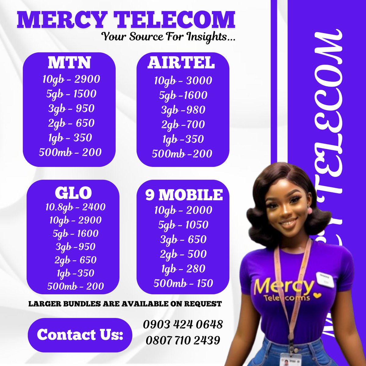 Anu_Ayoola's tweet photo. Your data partner!
Buy data from us and enjoy hassle-free browsing 😊💯✅
Byte into any of these plans now 😊
#DataService
#Partner
#BestData 
#DataDeals https://t.co/C6RMMtoxiB