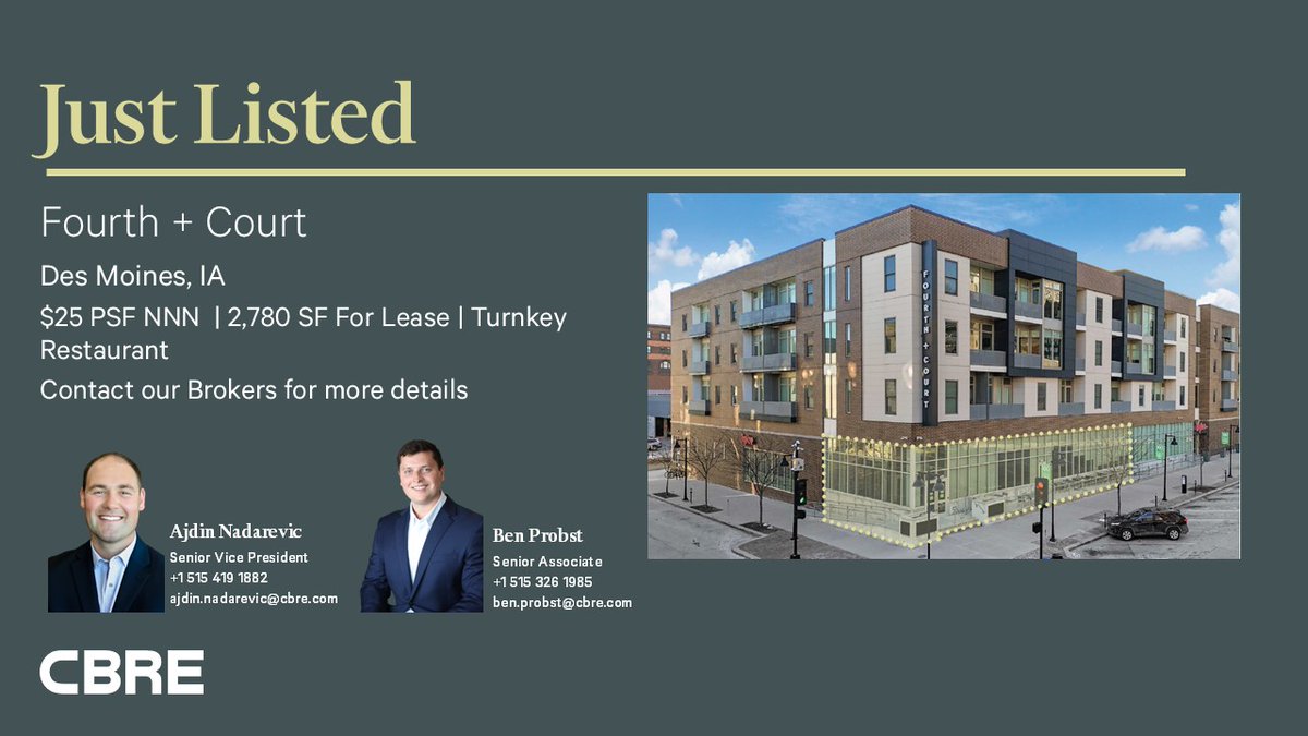 TylerDingel's tweet photo. Excellent location in the heart of the Court Avenue District. Turnkey opportunity for QSR or restaurant groups. Reach out to anyone on our team for a tour! https://t.co/SnpOTuvczU