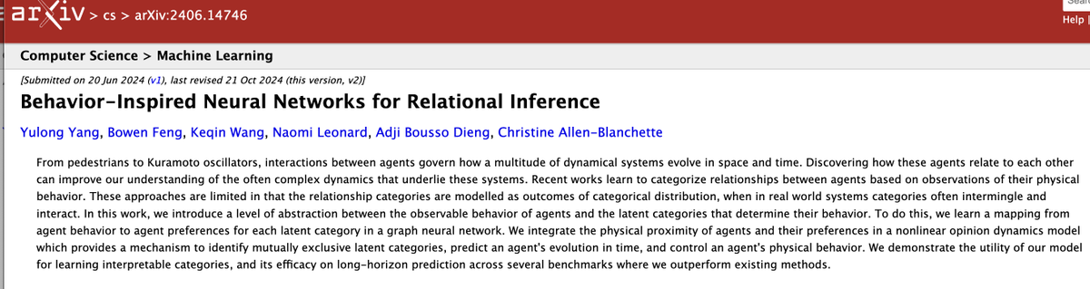 Vertaix_'s tweet photo. Check out BINNs! Behavior-inspired neural networks for relational inference. To appear at #AISTATS2025.
Paper led by our friends at Princeton MAE 🐯
Link: https://t.co/qF711jvvhU
#Dynamics #Agents #LatentVariables #AI #Vertaix https://t.co/a5uE3RZKT0