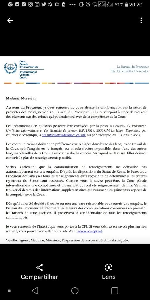 AledeAndradeIII's tweet photo. @tarcisiogdf @fab_oficial @marmilbr Ah... Só uma #ADVERTENCIA @tarcisiogdf @PMESP @Policia_Civil @SegurancaSP essa é Carta do Tribunal Penal Internacional de HAIA dos Art.7° Art.8° do #ICC #TPIHAIA @IntlCrimCourt. Se algo mais acontecer com qualquer parentesco aqui onde resido, será diretamente autuado.
Tá avisado. https://t.co/LFP1m8gg9W