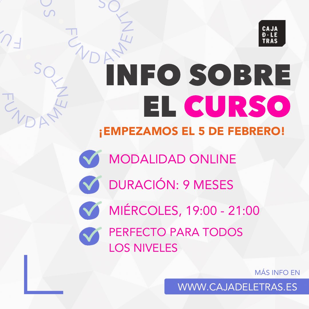 Pronto se abren las matrículas para nuestros cursos anuales. Y el primero que anunciamos es el de “Fundamentos de la narrativa”.