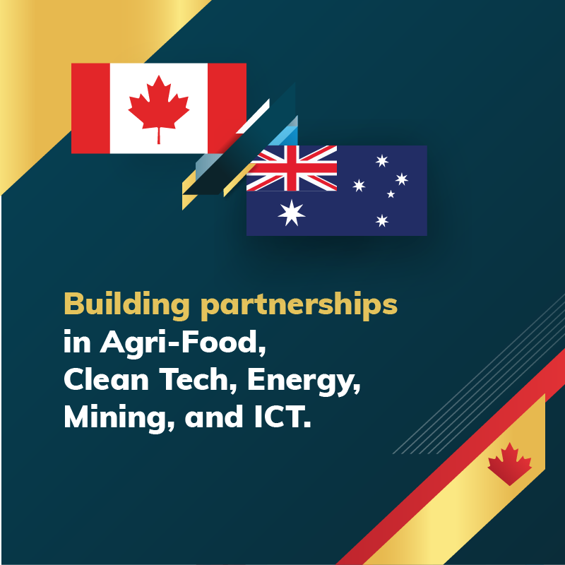 CanadaTrade's tweet photo. As we gear up for the Team Canada Trade Mission to #Australia, let’s explore the opportunities that exist in this unique market for Canadian businesses working in the Agri-Food, Clean Tech, Mining, and ICT sectors! 🚜🌱🔋💻