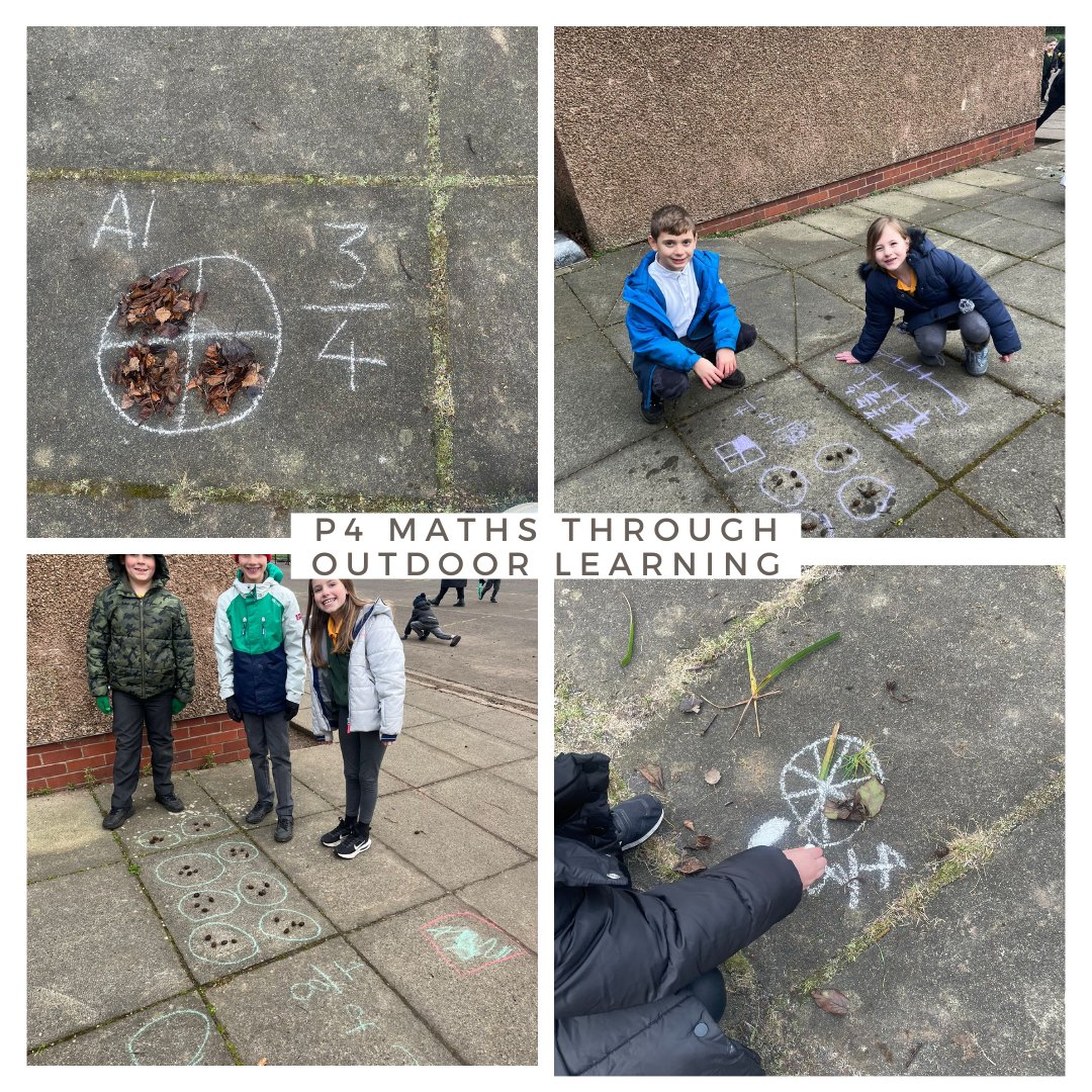 wlstnicholasps1's tweet photo. This week P4 have been exploring fractions through the natural environment. We have been using a variety of natural materials to show fractions of amounts and shapes and fractions on a number-line. #numeracystnics #outdoorlearningstnics #believingandachievingstnics https://t.co/3IzDxGu850