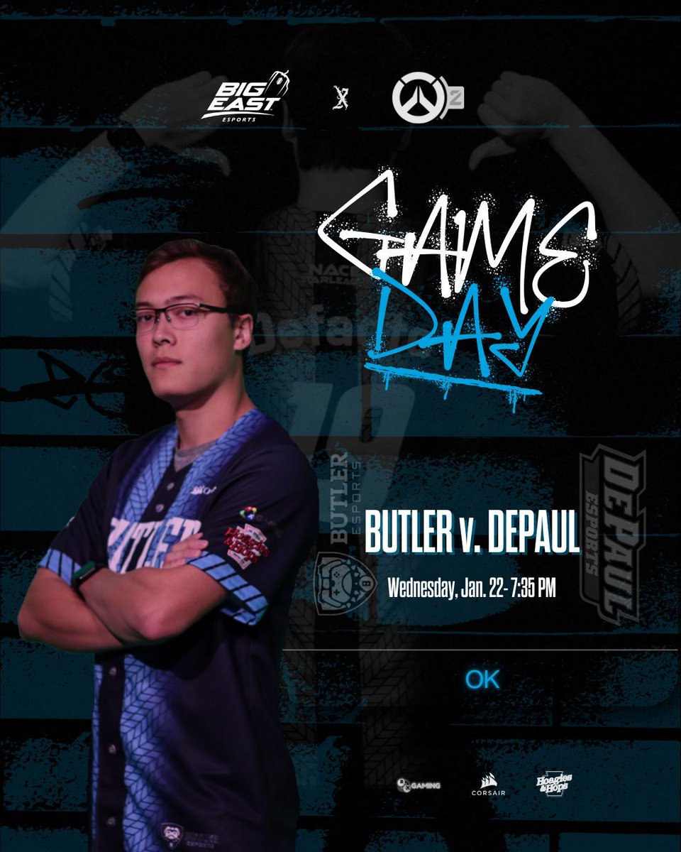 ButlerEsports's tweet photo. GREEETINGS, it's game day! ๐ฆ
#ButlerOW takes on @DePaulEsports tonight in an exciting #BIGEASTesports match-up! Letโs start the season off right, Dawgs! ๐พ ๐ฎ
#ButlerEsports #DawgDiff https://t.co/sSTftHSHl3