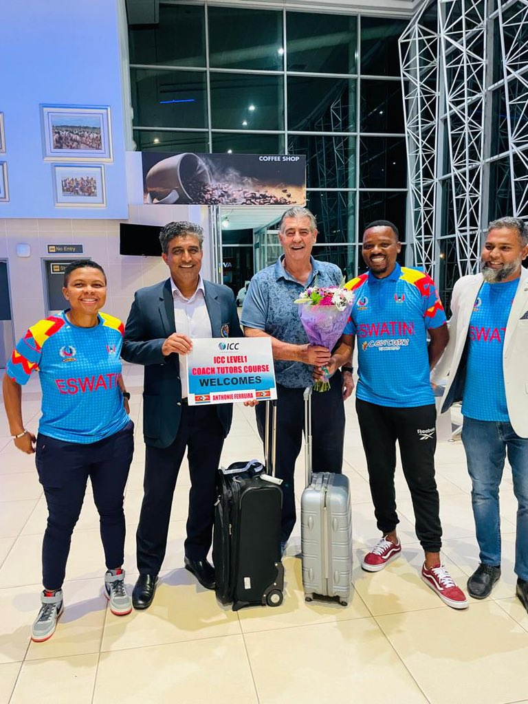 Anthonie Ferreira and Christopher Cardoso have arrived in Eswatini ahead of the ICC Level 1 Coach Tutors Course, which will run from January 23-25 in Ezulwini

Coaches from Eswatini, Botswana, Lesotho, and Mozambique will join experts to learn new coaching skills

#CricketAfrica