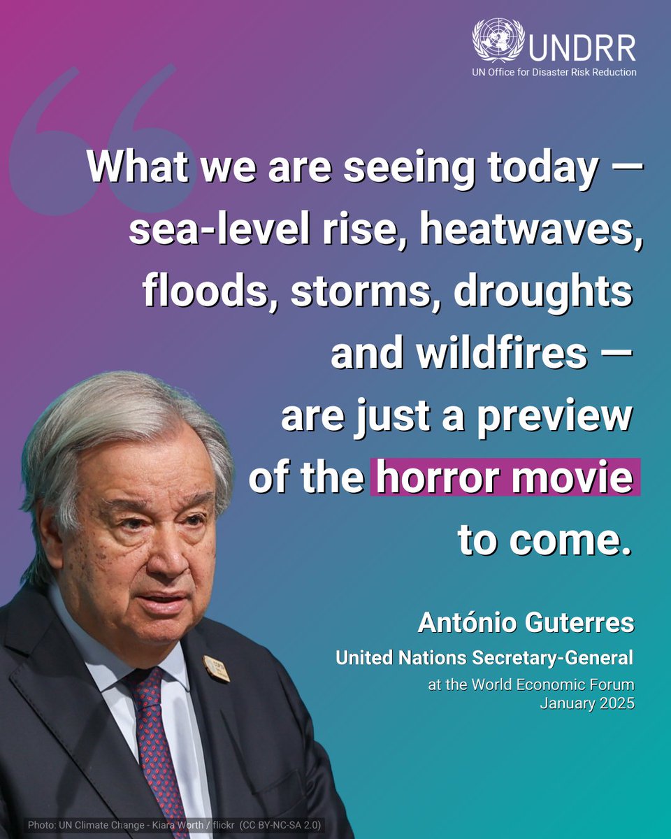 "Global heating is racing forward — we cannot afford to move backward," G-G Guterres told <a href="/WEF/">World Economic Forum</a> in Davos. 🇺🇳

‍🌐"We need a surge in finance for climate action in developing countries, to adapt to global heating, slash emissions &amp; seize the benefits of the renewables revolution.