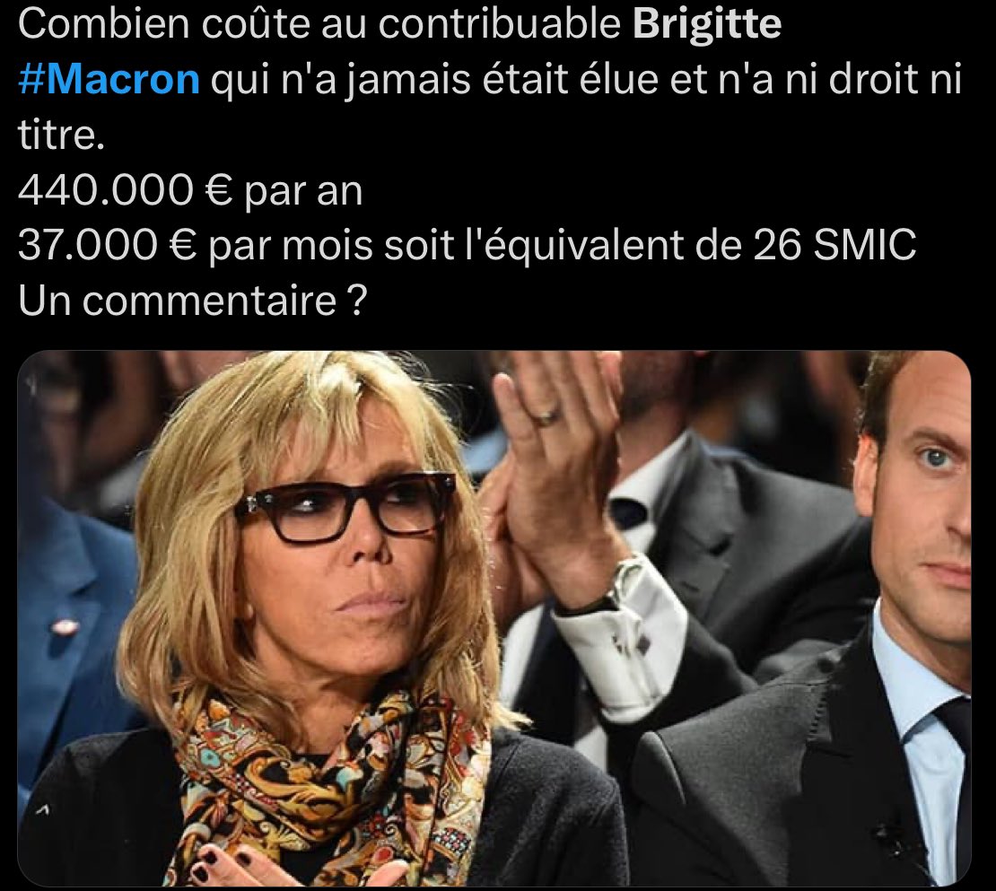 1533ad0baac24d5's tweet photo. @AgnesRunacher @Ecologie_Gouv @gouvernementFR @Renaissance @RenaissanceHdF @Ren_Arras Doit-on vous rappeler que «@EmmanuelMacron a annoncé que c’était la #FinDeLAbondance 
Son #GVTDeLaHonte et son épouse nous coûte un pognon de dingue ‼️ https://t.co/S2Xdb26h42