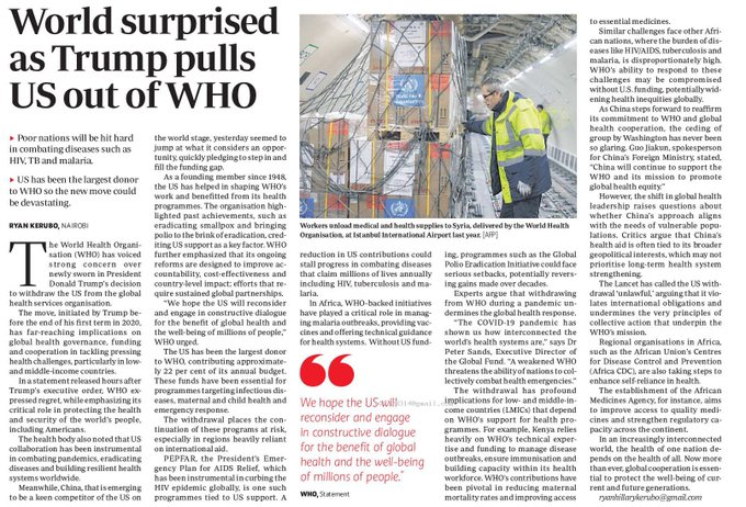 YEMKenya's tweet photo. Global South countries should eventually have serious discussions around funding their own health sectors amongst others that have for a long time depended on Donors! There would be tragic impacts if/when these donors mostly from Global North completely pull out!
@StandardKenya https://t.co/HCicjzl2t1