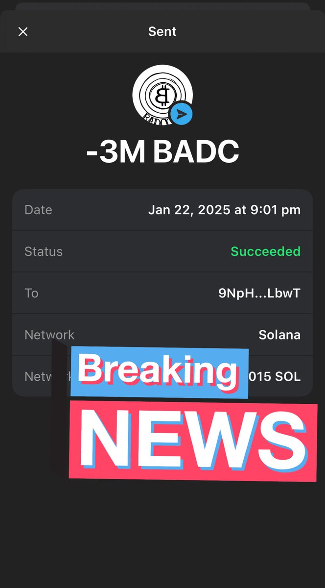 Solarhash_UNVRS's tweet photo. Congratulations Our First Winner
#BADCOIN
3M #BADC
💥 Don’t let $BADC pass you by! 💥
🚨 Win 3M tokens every day by:
1️⃣ Following us.
2️⃣ Sharing this post.
3️⃣ Commenting your wallet address.
💸 It’s time to change your future!
#Crypto #FreeTokens #BadCoin #rich #trump https://t.co/tkAMEqJAlX