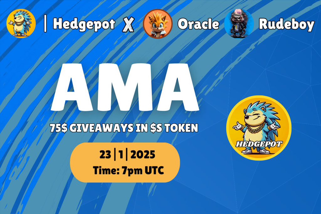 DevOracle01's tweet photo. 🚨Big Announcement🚨

I'll be hosting an AMA session with the founder of @HedgePOT

📅 When: Tomorrow at 7 PM UTC
📍 Where: on X
🫂 Co-host: Mayrins22 

🔥 Why join?
- Learn about HedgePOT & why you should be bullish on it. 

𝐆𝐢𝐯𝐞𝐚𝐰𝐚𝐲 𝐀𝐥𝐞𝐫𝐭: $75 worth of $S tokens up for grabs for 3 lucky participants!

Reminder: https://t.co/4tOIuCzXIg