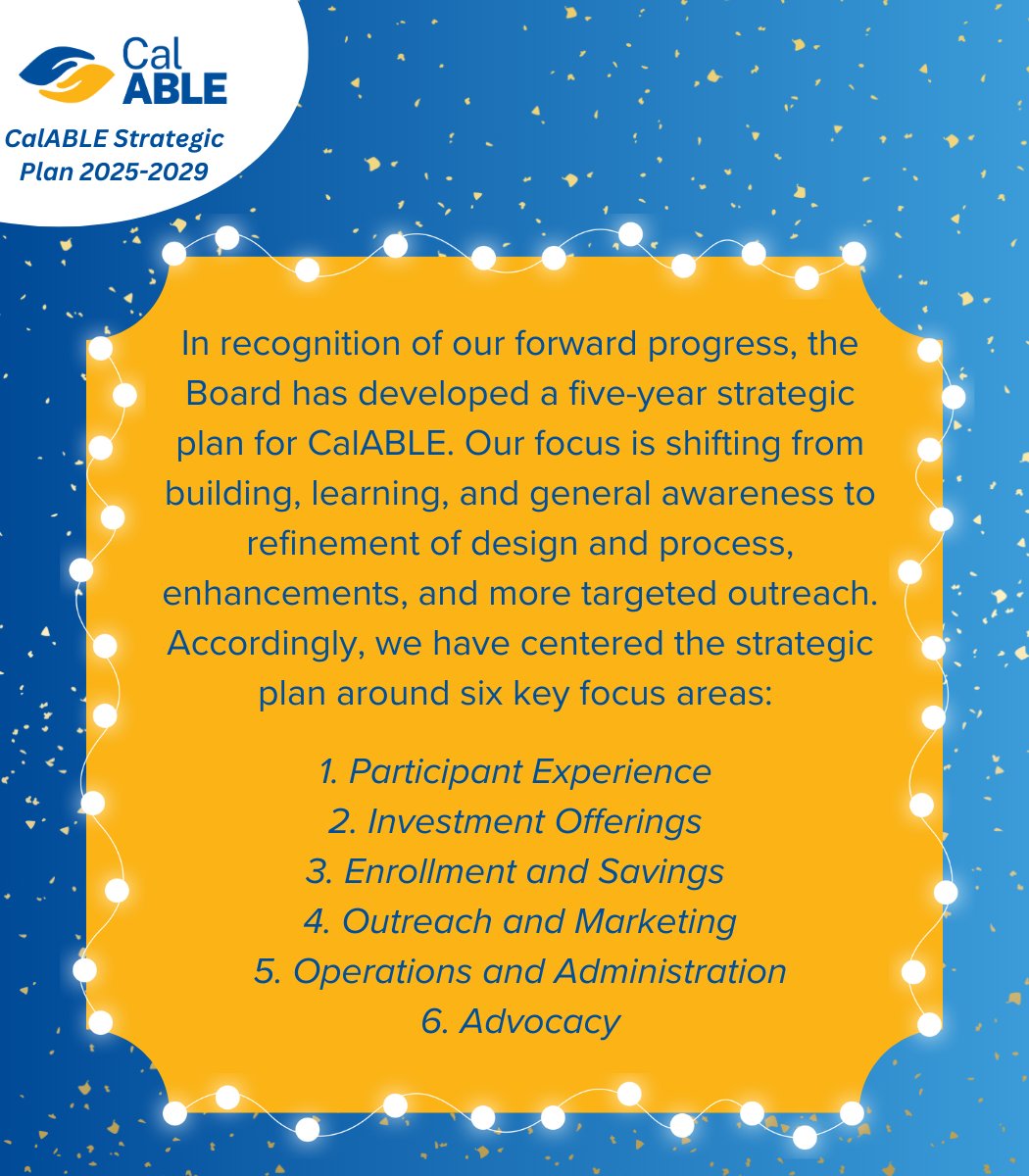 wearecalable's tweet photo. 1/8 In this post, we cover part of the background for CalABLE's new Strategic Plan. For more details, please view the full Strategic Plan: https://t.co/x1vY9jXLlh
@CalTreasurer
@CaliforniaDOR
@CAController
@CaliforniaDDS
@CalSCDD
@CalSILC
CA DOF
#CalABLE #HelloSTO https://t.co/Ka8n2YZi7H
