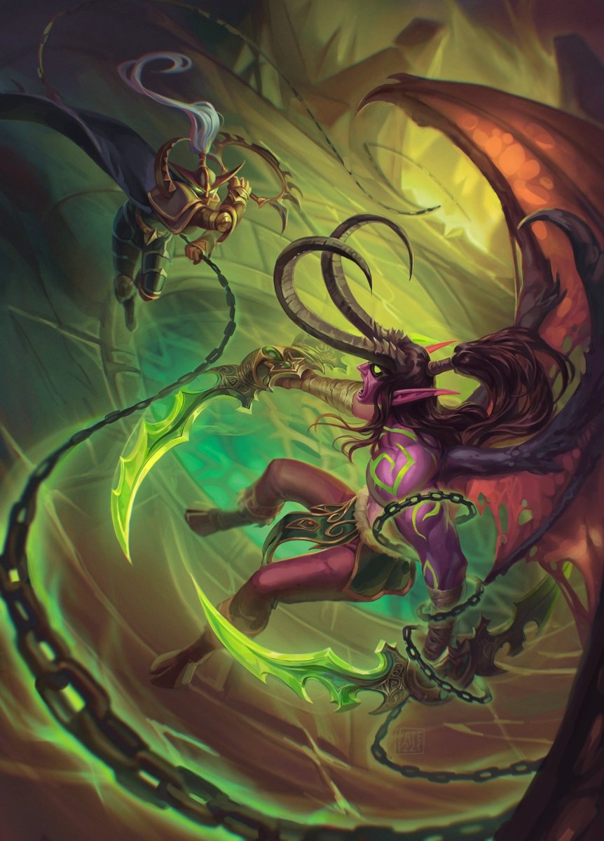 Excited to share this illustration I made a year ago for charity artbook <a href="/litopysazeroth/">Літопис Азерота | ПЕРЕДЗАМОВЛЕННЯ ВІДКРИТІ</a> starring my favs from WoW universe 💚  

#wow #warcraft #fanart