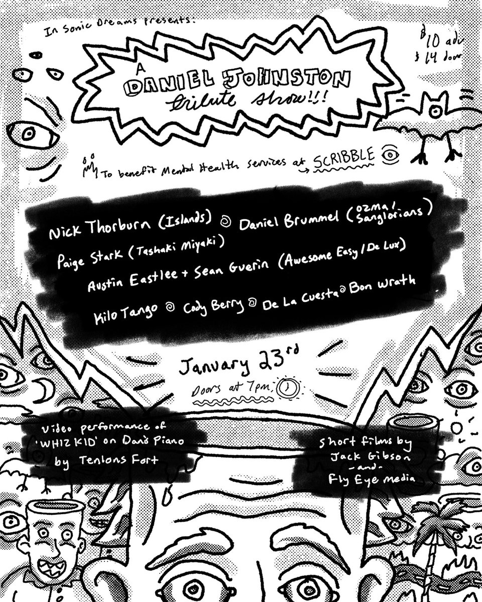 Playing a few Daniel Johnston songs tomorrow for Scribble in Los Angeles, an invaluable community space in these uncertain times: link.dice.fm/My0QwN7FEPb?sh…