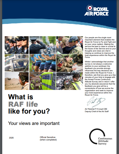 DigbyRaf's tweet photo. AFCAS – 2 weeks to go announcement - Deadline 3 Feb
Still time to complete the AFCAS - A message from Director People
As the People Champion, Director People AVM Simon Edwards encourages RAF personnel to complete the 2025 AFCAS.​​  
https://t.co/0YfjZxIB1s https://t.co/eL2VxMeYk7