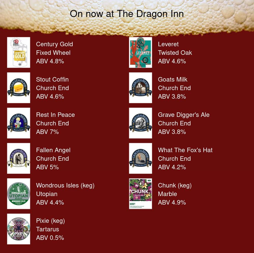 On the bar today!
Beer Board: bit.ly/32ihfBW

<a href="/FixedWheelBrew/">Fixed Wheel Brewery</a> <a href="/twistedoakales/">Twisted Oak Brewery</a> <a href="/churchendbeer/">Church End Brewery</a> <a href="/TeamUtopian/">UtopianBrewing @teamutopian.bsky.social</a> <a href="/marblebrewers/">Marble Brewery</a> <a href="/Tartarusbeers/">Tartarus Beers</a> <a href="/WorcesterCAMRA/">Worcester CAMRA</a>
#RealAleFinder