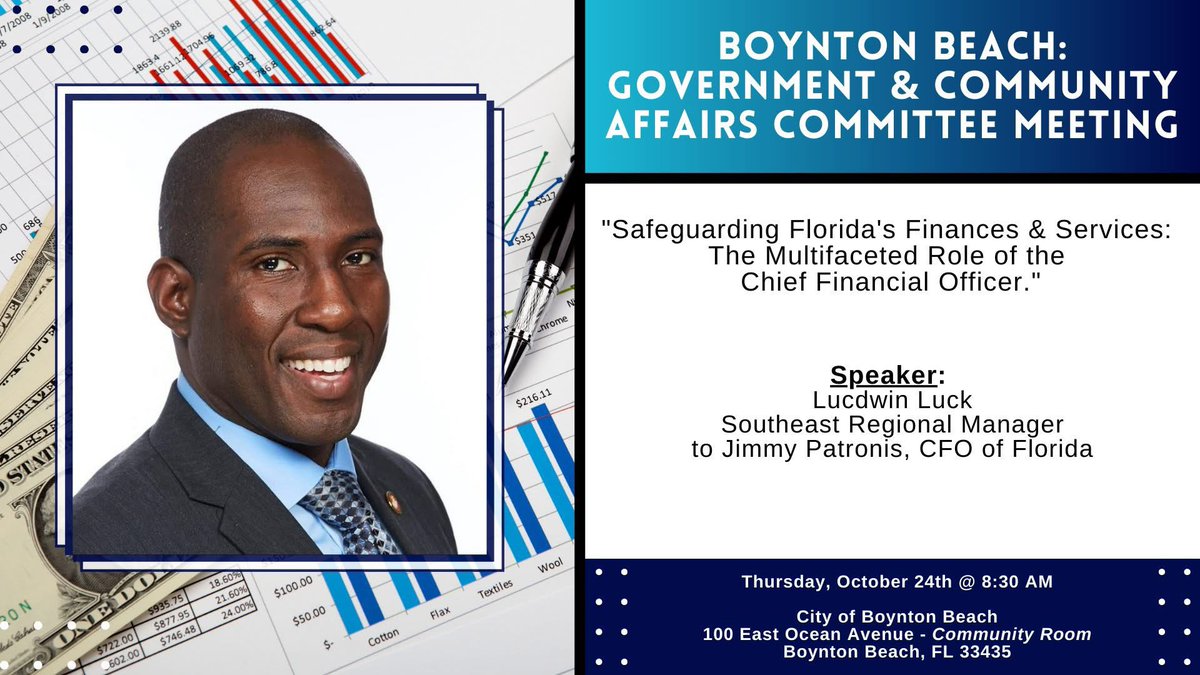 Lucdwin Luck (@luck_fldfs) on Twitter photo Excited to be speaking at the Boynton Beach Chamber of Commerce: Government and Community Affairs meeting!
📅 Thur, Jan 23rd
🕒 8:30AM
📍 Boynton Beach City Hall (Community Room)-100 E Boynton Beach Blvd, Boynton Beach, FL
#PublicService #CommunityEngagement
<a href="/bocachamber/">Boca Chamber</a>
<a href="/FLDFS/">FL DFS</a> Excited to be speaking at the Boynton Beach Chamber of Commerce: Government and Community Affairs meeting!
📅 Thur, Jan 23rd
🕒 8:30AM
📍 Boynton Beach City Hall (Community Room)-100 E Boynton Beach Blvd, Boynton Beach, FL
#PublicService #CommunityEngagement
<a href="/bocachamber/">Boca Chamber</a>
<a href="/FLDFS/">FL DFS</a>