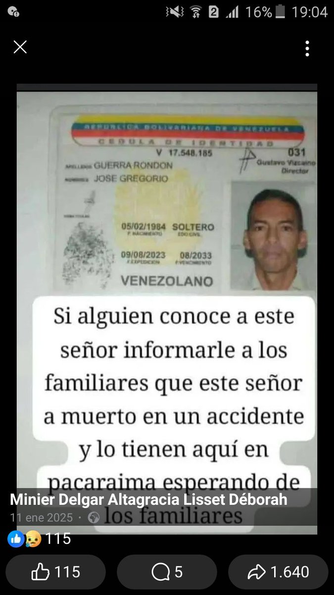 Nancy04_12_2014's tweet image. #URGENTE 
#servicios 
Ayuda por favor para que su familiares lo busque. Ayuda compartiendo este mensaje para dar con la familia.
Si alguien conoce a este señor informarle a sus familiares. 

JOSÉ GREGORIO GUERRA RONDON VENEZOLANO A MUERTO EN UN ACCIDENTE Y LO TIENEN EN #Pacaraima
