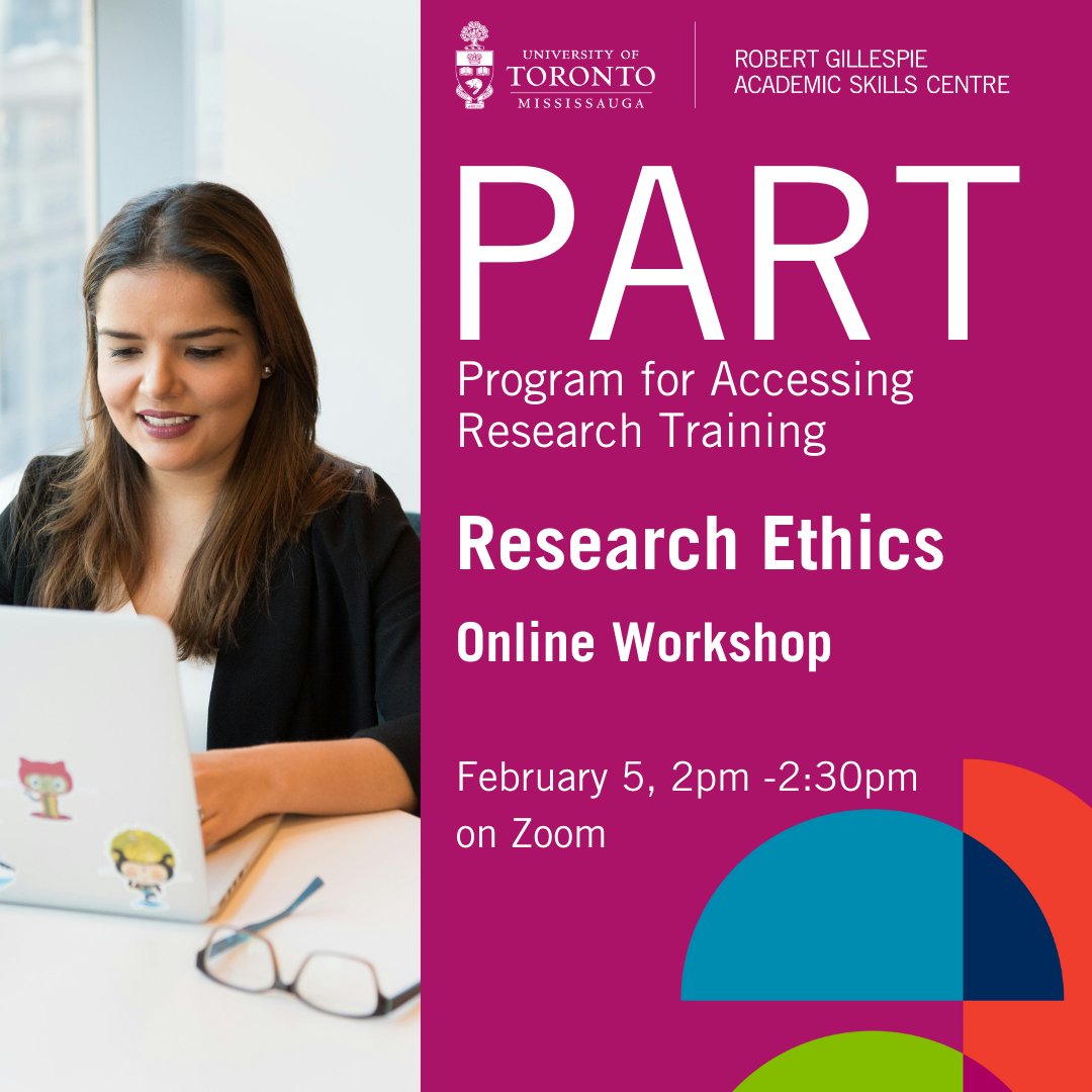 Hey #uoftmississauga! Interested in research?👩‍💻🔍 

Join Research Ethics on Feb 5 (2–2:30 PM, Zoom) to explore ethical issues in research, informed consent, privacy, and more!

Register at uoft.me/PART or via the link in bio!