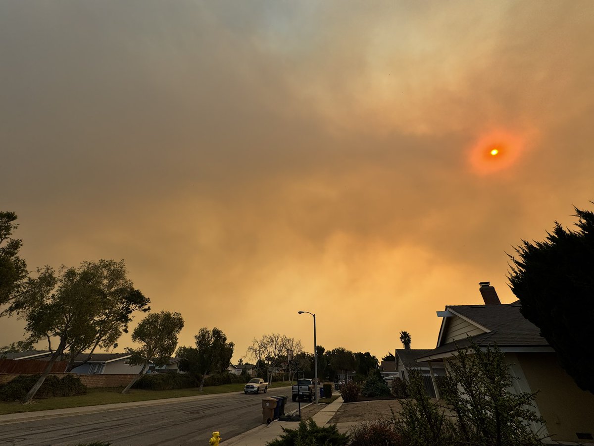 New fire just started, and it’s a monster already. We’re safe here—it’s 40 miles away from us. But look at the sky at our house! Sadly, this one will be making international news….