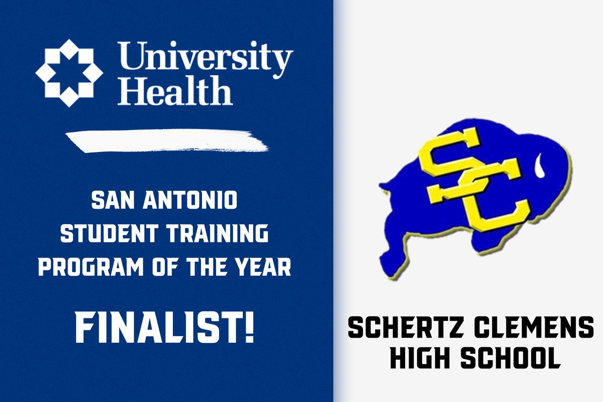 dctf's tweet photo. Schertz Clemens High School is currently in 6th place for the San Antonio Student Training Program of the Year Award presented by @UnivHealthSA!

Voting is UNLIMITED through February 14th.

VOTE: https://t.co/5Qd0cV0aIQ

@SCUCISD @scbuffalostrong @SamuelClemensHS @TrainersSc https://t.co/HUo5PH43XG