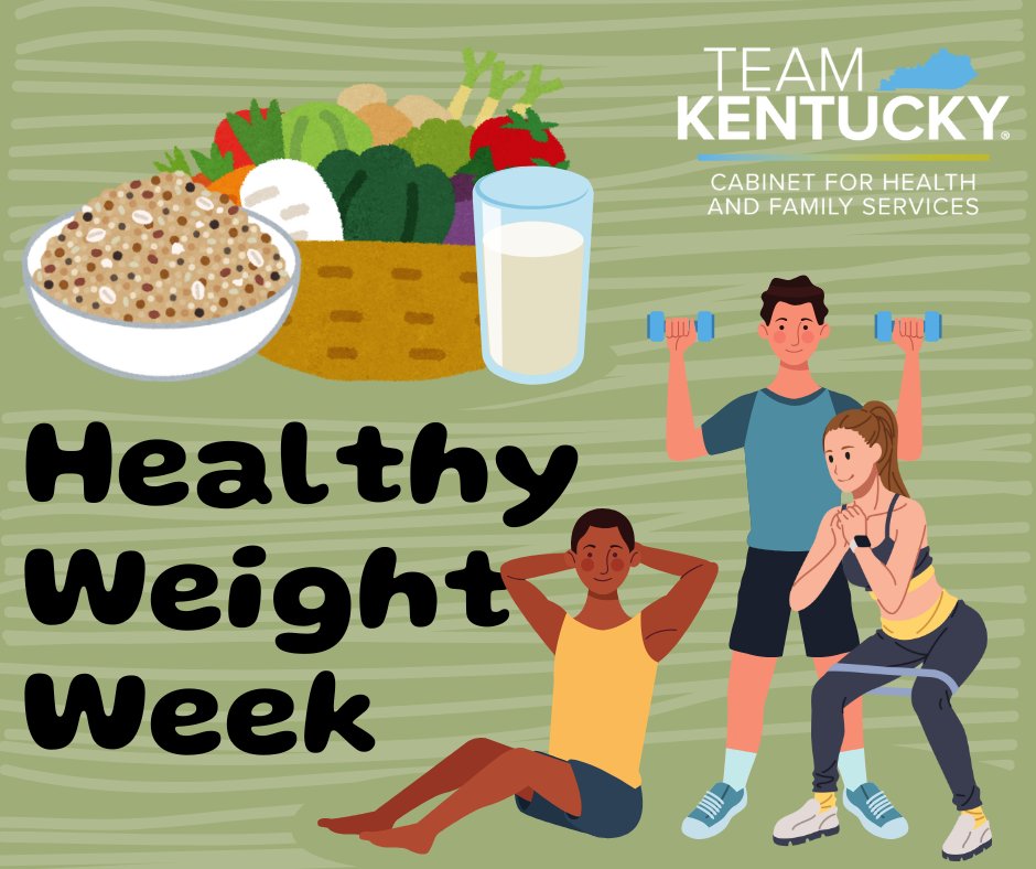 CHFSKy's tweet photo. As you've heard from the #OurHealthyKyHome campaign, 2 servings of fruits or vegetables daily, exercising at least 30 minutes 3 times per week and engaging with others are great steps for improving your health! #HealthyWeightWeek https://t.co/a2Plp0LGri