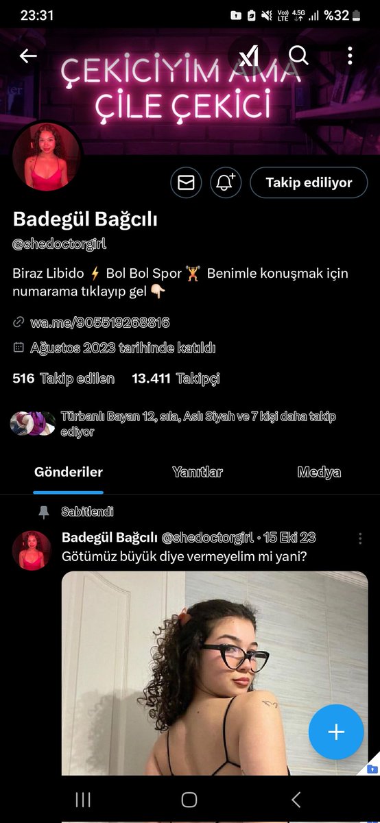 Bu hesabı batu diye birisi kullanıyor erkekler sakın düşmeyin