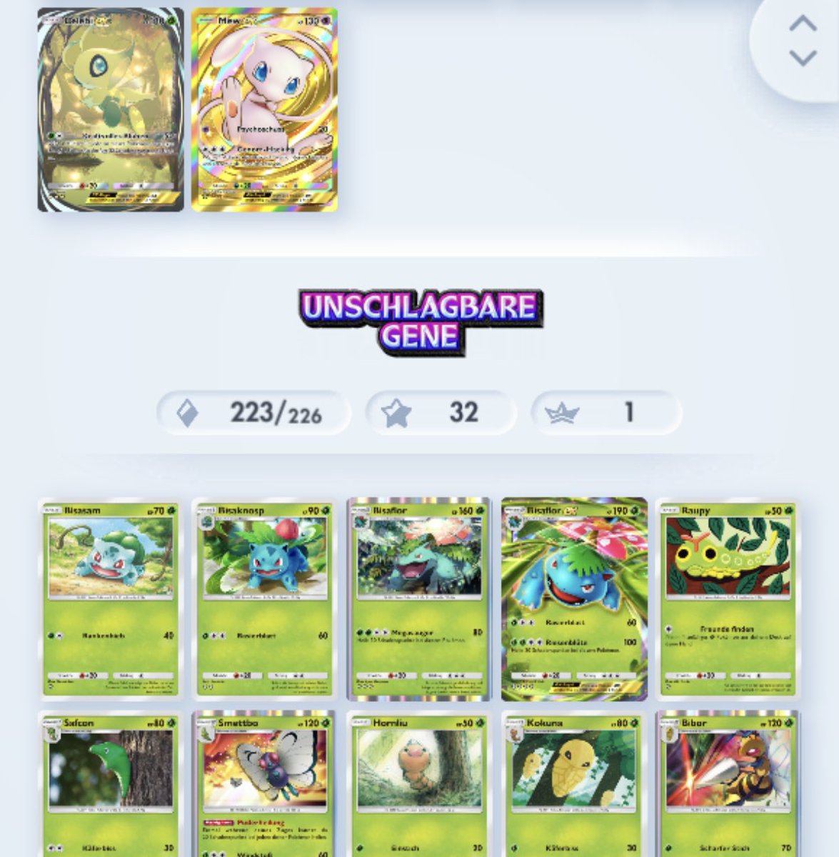 SahraSingt's tweet photo. @Maihopawango Mir fehlen noch drei in Unschlagbare Gene 🥺 (2 ausm Glurak &amp; 1 aus Pikachu Pack) https://t.co/I3BbQDtHsa
