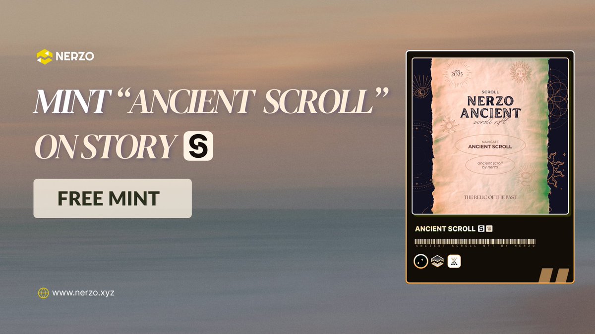 STORY ODYSSEY TESTNET NFT✨

🔗Free Mint: nerzo.xyz/scroll

  Scroll your  STORY asap!