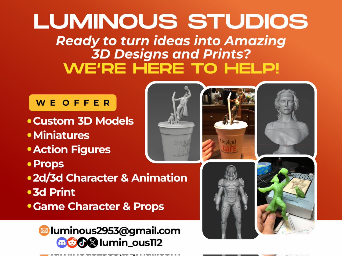 Hello! 
Don’t hesitate to reach out if you need any of these services or anything related to 3D/2D. I look forward to collaborating with you!
#3dmodel #custommodel #3DPrinting #3dprint #2dcharacter #props #gamecharacter