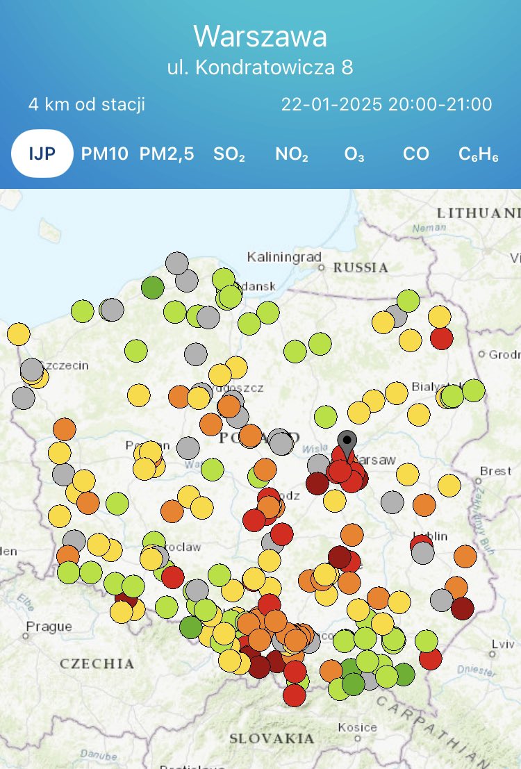Warszawa ma obecnie najgorsze powietrze w Polsce. To co widzicie na ulicach to nie mgła, to trujący smog ☠️

Dlaczego nie ma żadnych ostrzeżeń dla mieszkańców? Gdzie są procedury alarmowania? Tak to nie może wyglądać. Jutro od rana interweniuję w Urzędzie Miasta