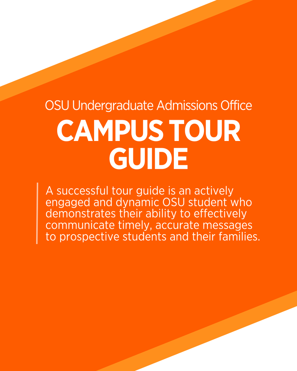 Are you looking for a paid, on-campus job opportunity? The Office of Undergraduate Admissions is seeking enthusiastic, driven, professional and knowledgeable undergraduate students who represent the very best OSU has to offer! 
Applications close February 9 – apply at link in bio
