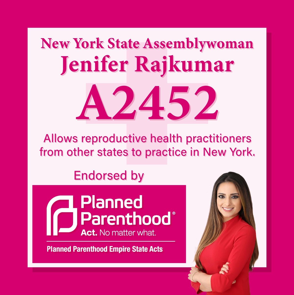 JeniferRajkumar's tweet image. On this #RoevWade anniversary, I am proud to announce my bill A2452 authorizing reproductive health practitioners in other states to practice in NY. I will fight for reproductive rights in an era where they are under attack. I am especially proud to have the support of @PPESActs.