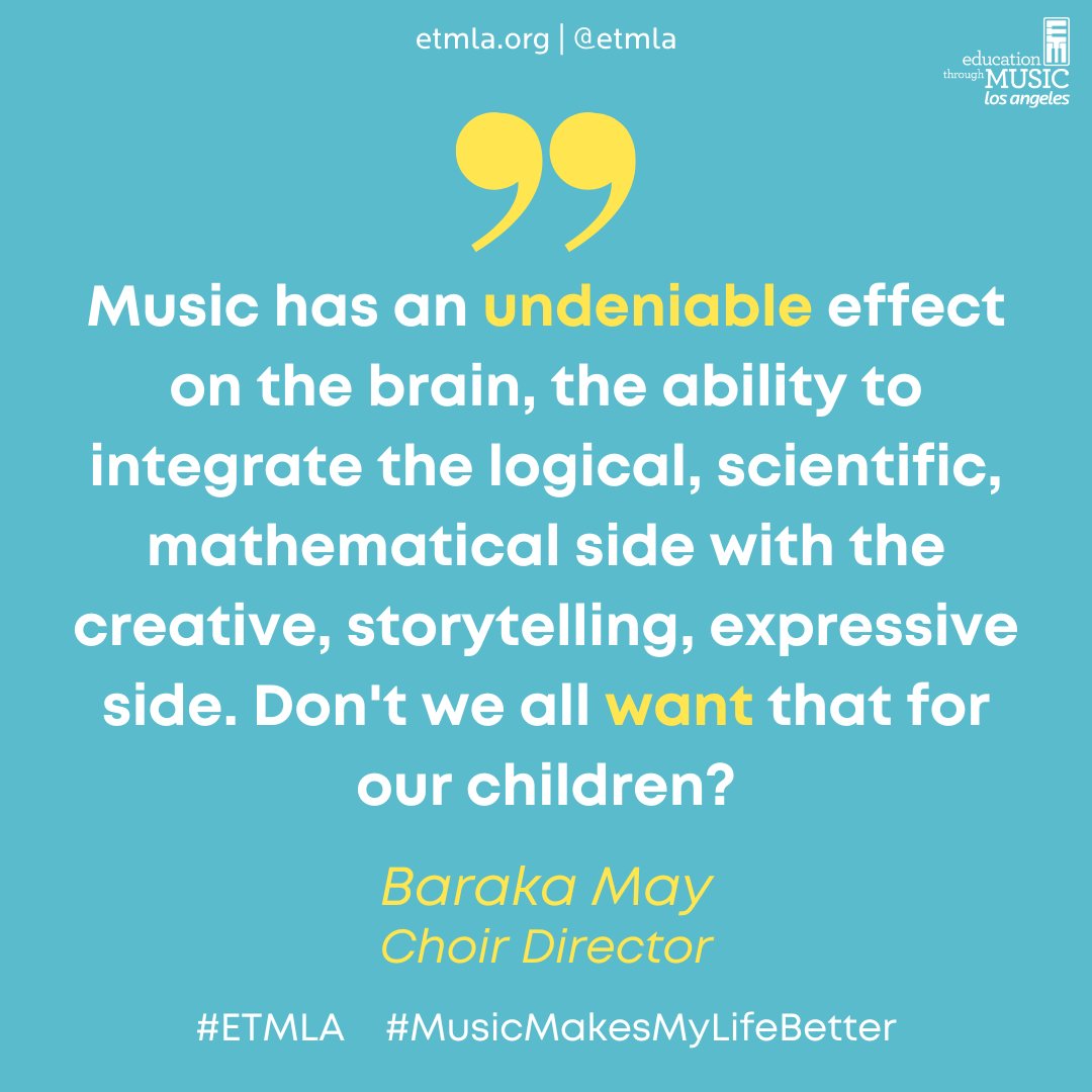 Music enables powerful connections across multiple intelligences. Access to this fundamental resource encourages children to be empowered in every possible way. #MusicMakesMyLifeBetter #ETMLA #KeepTheMusicPlaying #GiveTheGiftOfMusic #MusicEducation #NonProfit #LosAngeles #Music