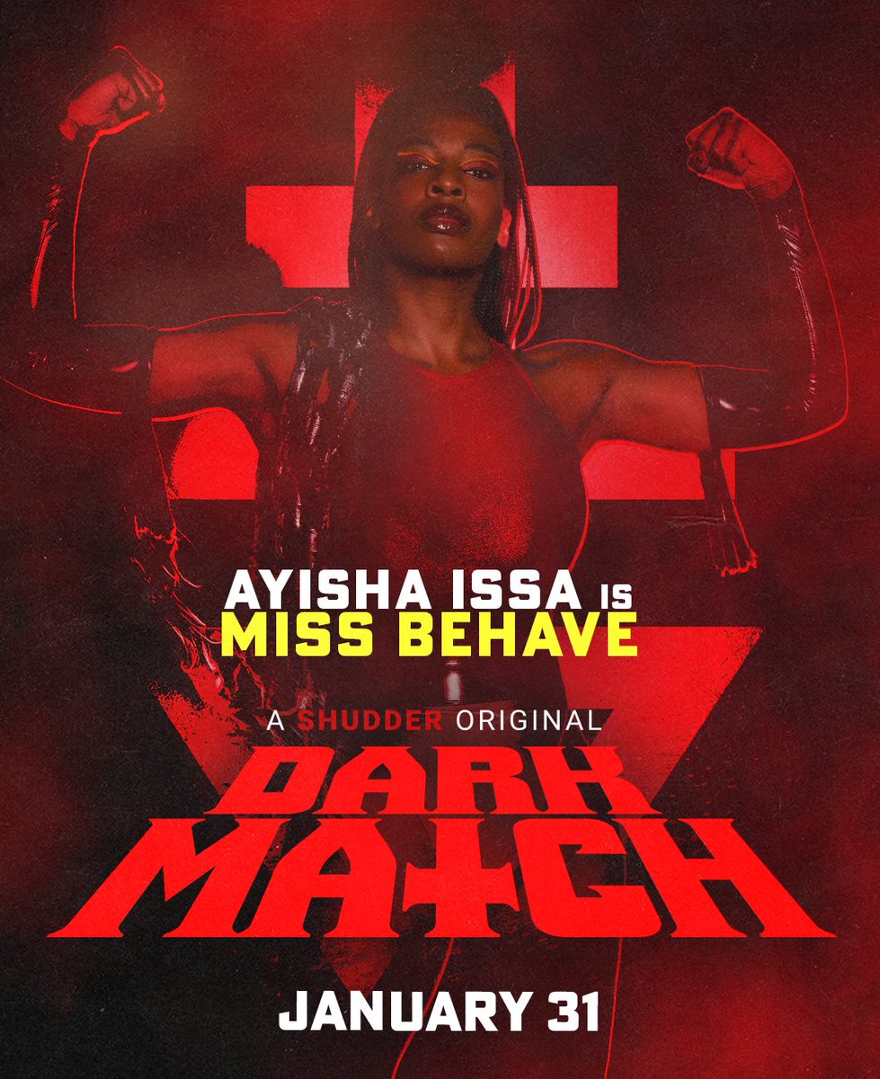 Shudder (@shudder) on Twitter photo She's not here to follow the rules.
<a href="/Ayisha_Issa/">Ayisha Issa</a> stars as MISS BEHAVE in DARK MATCH — streaming January 31st. She's not here to follow the rules.
<a href="/Ayisha_Issa/">Ayisha Issa</a> stars as MISS BEHAVE in DARK MATCH — streaming January 31st.