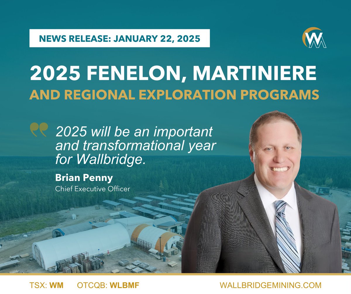 📢 NEWS RELEASE: Wallbridge Announces 2025 Fenelon, Martiniere, and Regional Exploration Programs.

Read the full release here: wallbridgemining.com/news/wallbridg…
