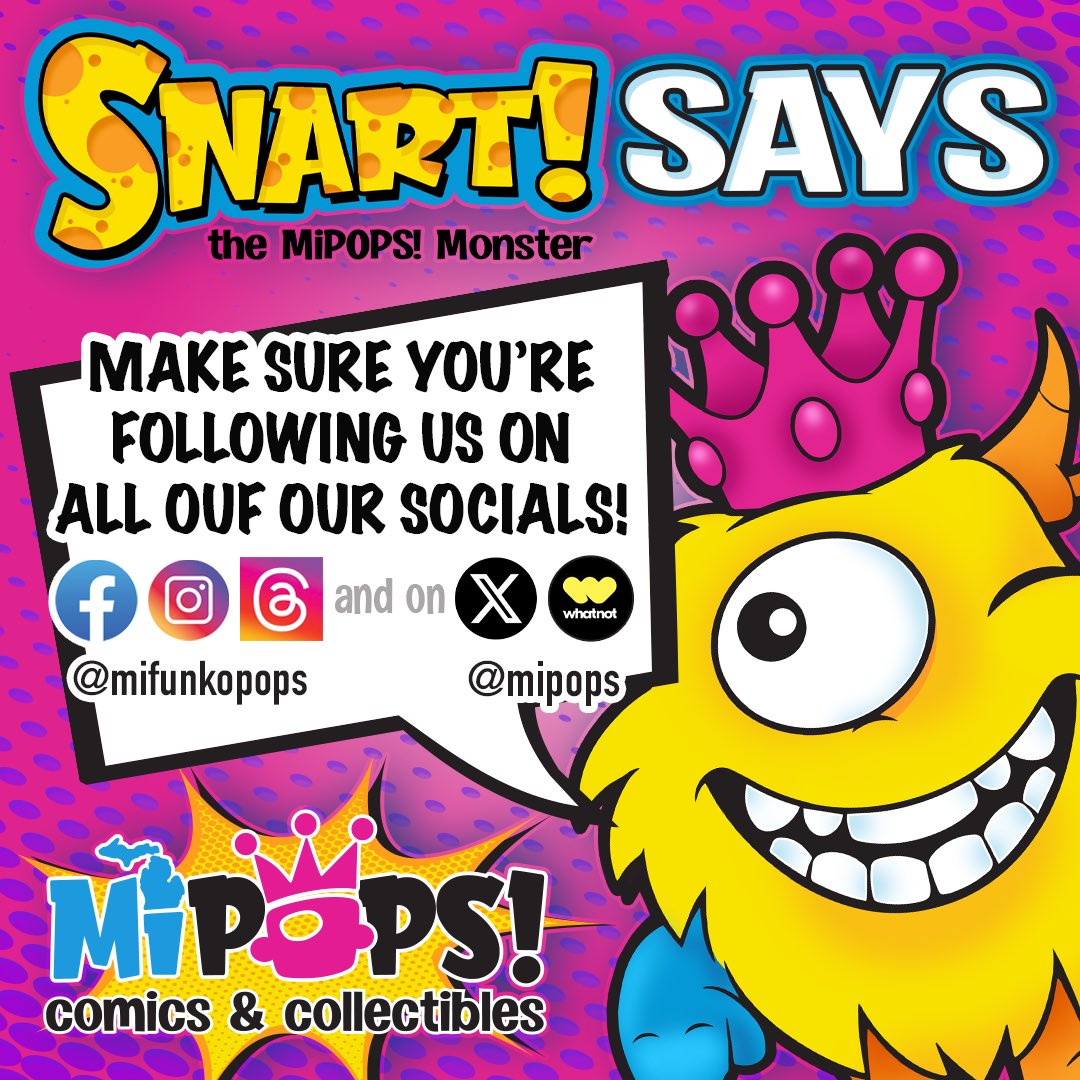 MiPops's tweet photo. #SNARTSays :  Don’t forget to follow us on ALL of our socials.

- MiFUNKOPOPS on Facebook, Instagram, &amp; Threads
- MiPOPS on X and WhatNot

#MiPOPS, where #NerdsUnite #MakePositivityLouder #INeeeedIt #MaximumJoy #Funko #FunkoPop #FunkoPops #FunkoPopShop #MichiganFunkoPops https://t.co/WxtxnT4Vbe