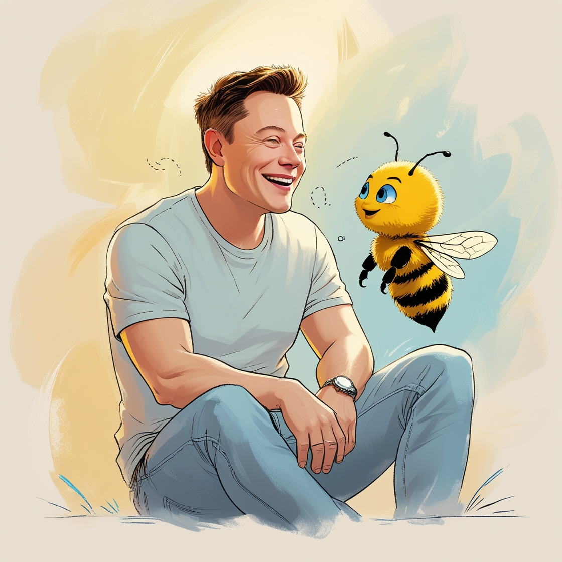 smarthivex's tweet photo. BabyBee telling @elonmusk  the future of public goods! #MemeWithPurpose #Crypto https://t.co/JPJWXHOjzq